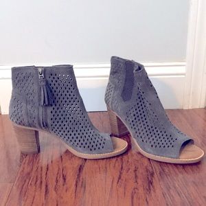 TOMS suede open toe booties